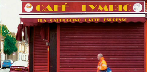 The [O]Lympic Cafe, close to both DI headquarters and the London 2012(TM) Olympic(TM) Park, which apparently found a novel solution when the IOC's lackeys came knocking.
